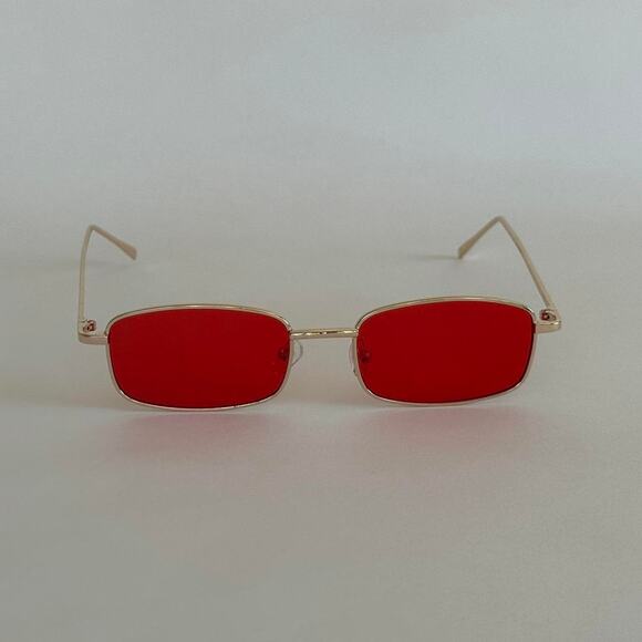 Other Accessories - Silver and red square sunglasses